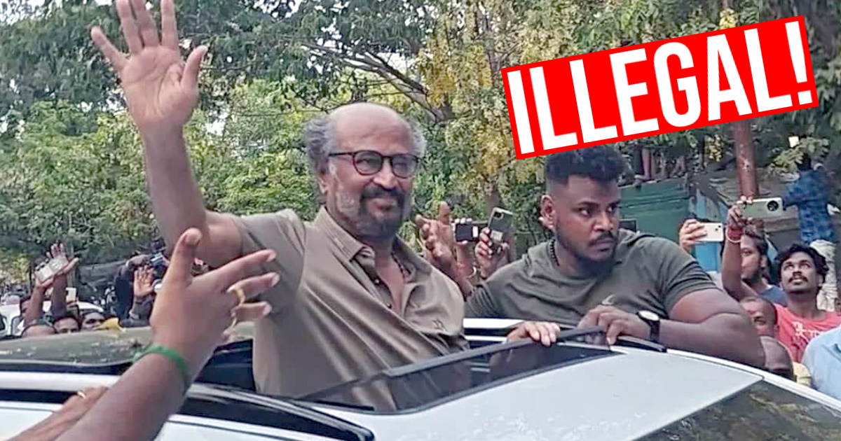 La superestrella Rajinikanth cuelga el techo corredizo de un Toyota Land Cruiser para saludar a los fans [Video]