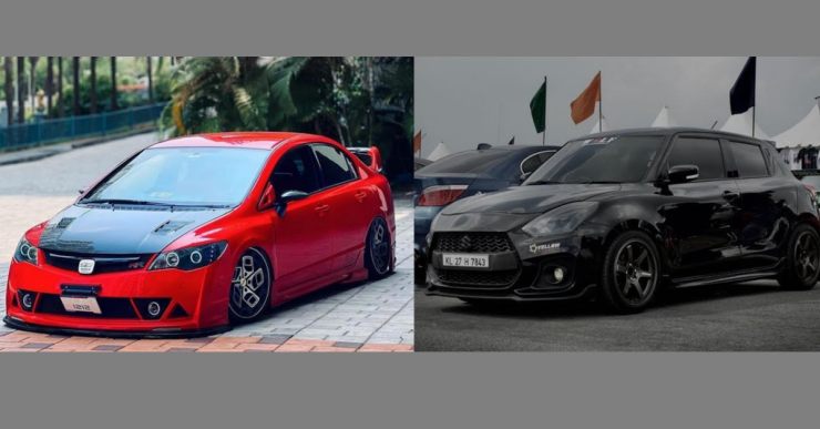 Honda Civic & Maruti Swift with aftermarket modifications look sporty