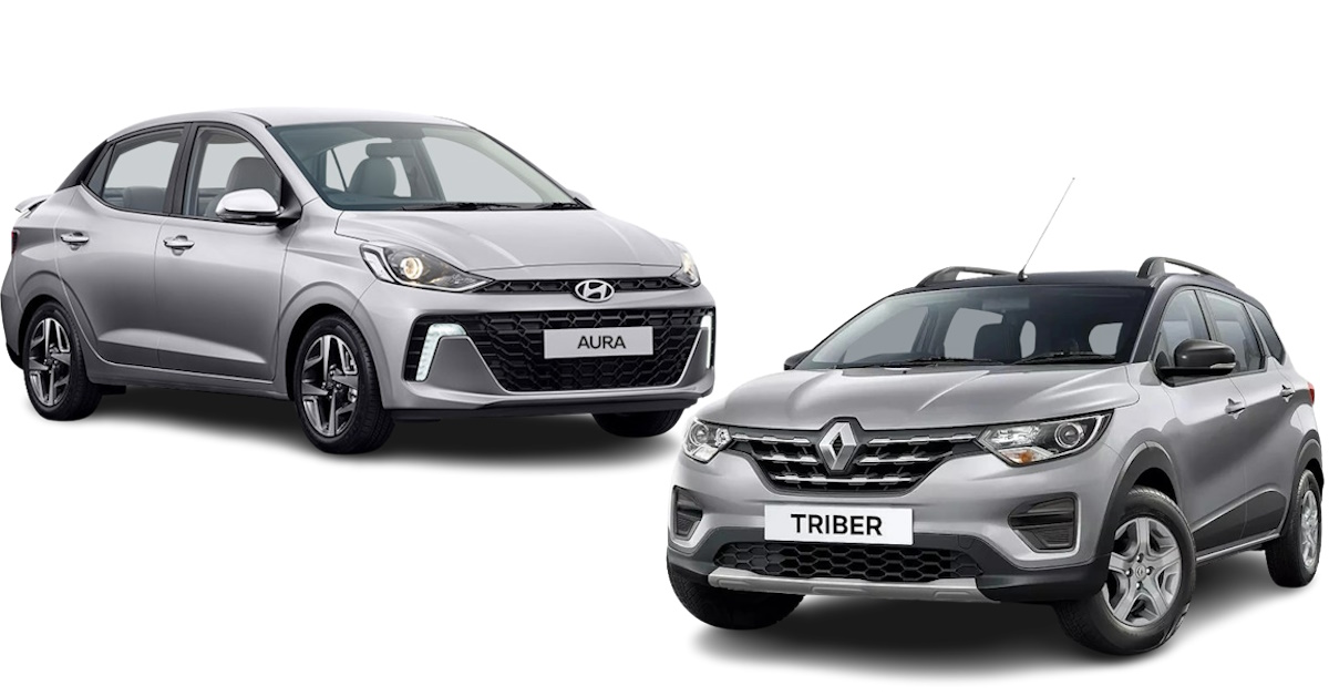 Hyundai Aura vs Renault Triber comparison featured image