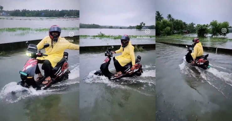 Other two wheeler riders stop at flooded road: Ola S1 Pro rider rides on [Video]
