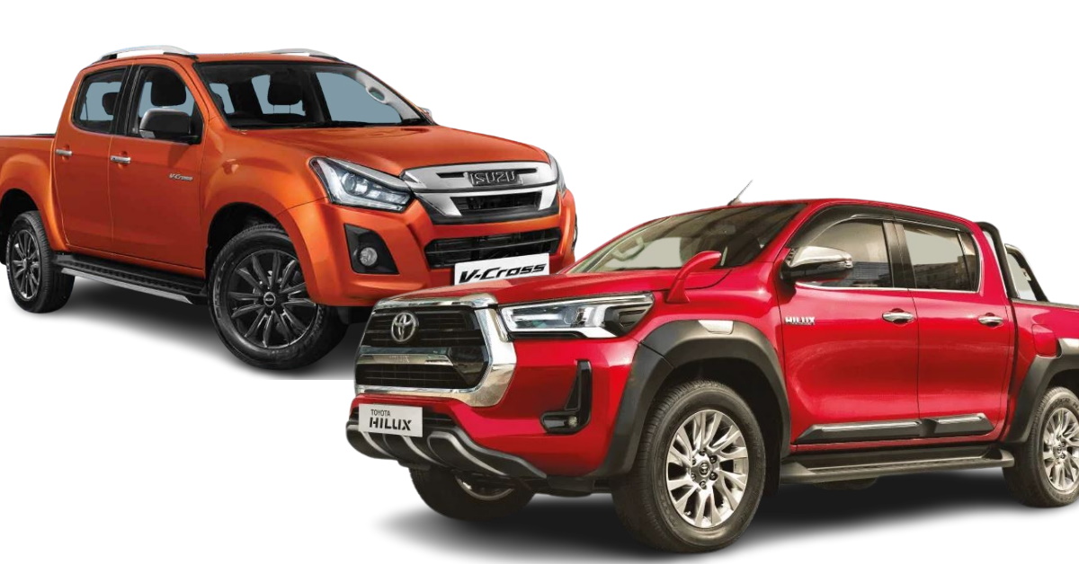 toyota hilux and isuzu v cross for off roading enthusiasts their top and base variants compared toyota hilux and isuzu v cross for off roading enthusiasts their top and base variants compared