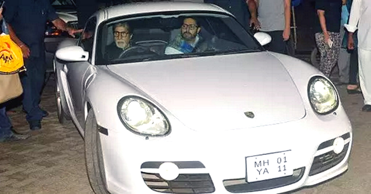 Amitabh Bachchan driving Porsche Cayman