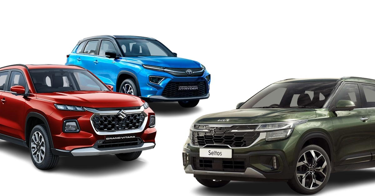 Maruti grand vitara vs kia seltos vs toyota hyryder Maruti grand vitara vs kia seltos vs toyota hyryder