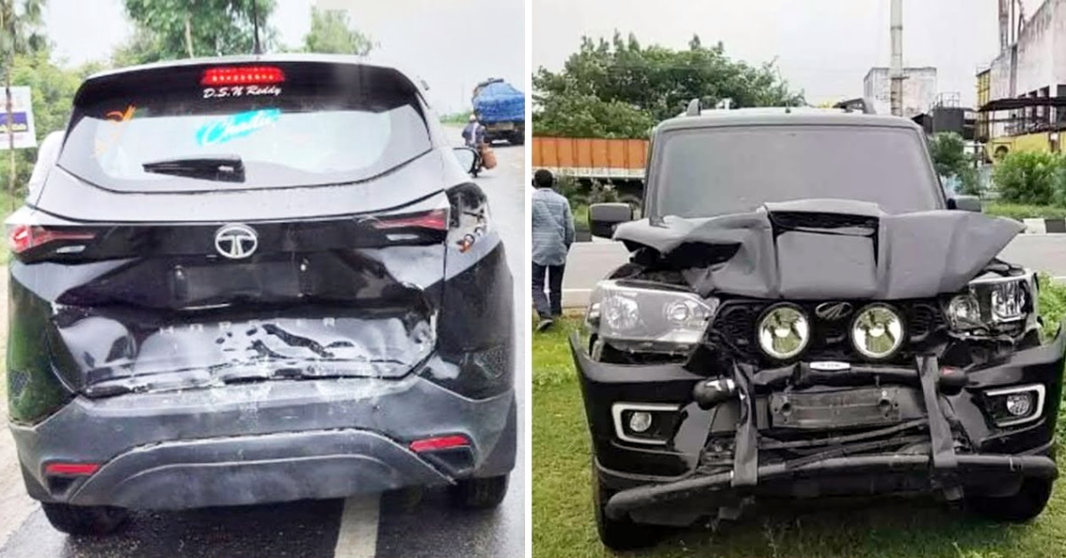 SUV Mahindra Scorpio choca contra la parte trasera de Tata Motors Harrier: Este es el resultado (VIDEO)