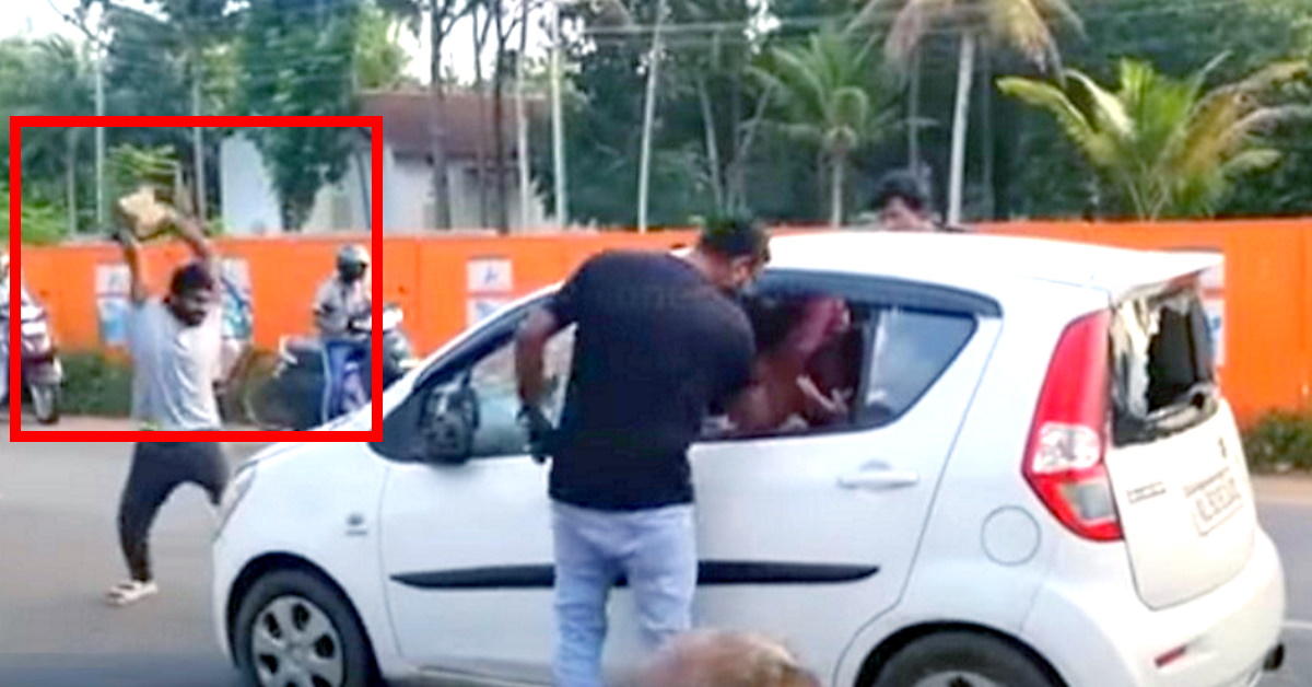 Road rage turns ugly as man breaks car windows with a big stone [Video]