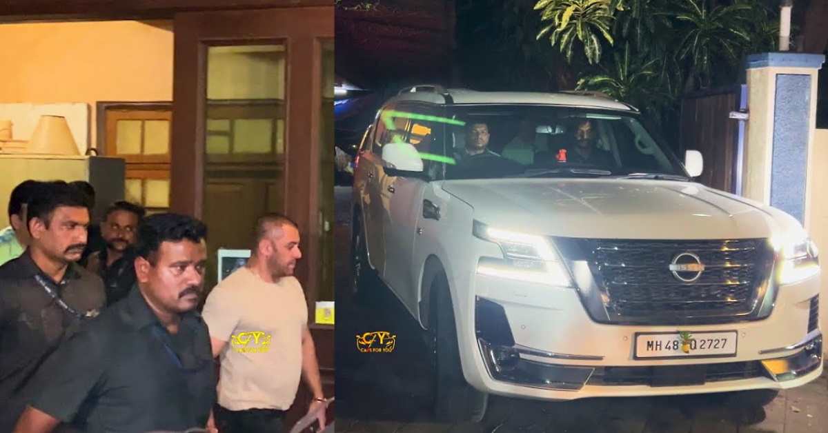Bollywood superstar Salman Khan spotted leaving studio in his bulletproof Nissan Patrol SUV