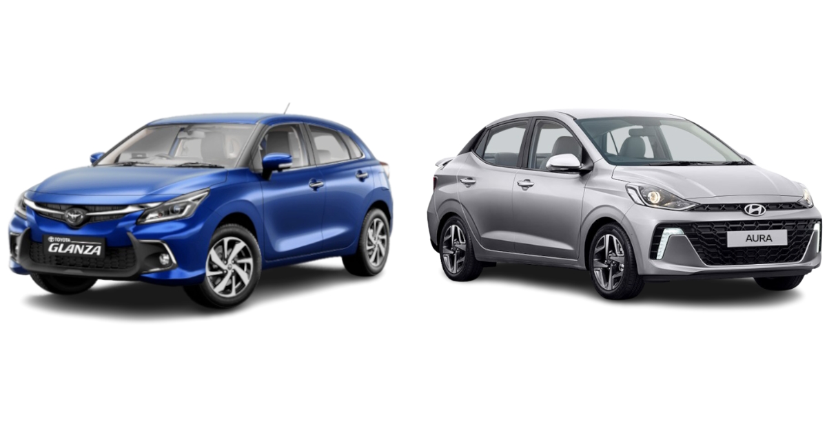 hyundai aura vs toyota glanza comparing their variants under rs 7 lakh for senior citizen car buyers hyundai aura vs toyota glanza comparing their variants under rs 7 lakh for senior citizen car buyers