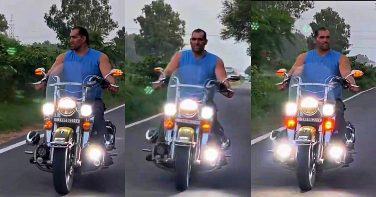 The great Khali riding Harley Davidson