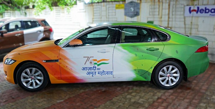 Gujarat man wraps his Jaguar XF in G20 colors to raise awareness for G20 Summit