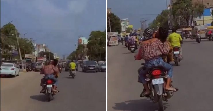Couple on moving bike romance on public road: Traffic cops take action [Video]
