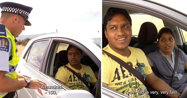 Desi dude caught for speeding tries to make foreign cop cancel his wife’s driving license (Video)