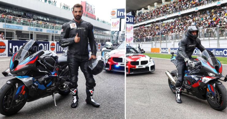 Bollywood Actor John Abraham rides BMW M1000 RR superbike at Moto GP India Grand Prix [Video]