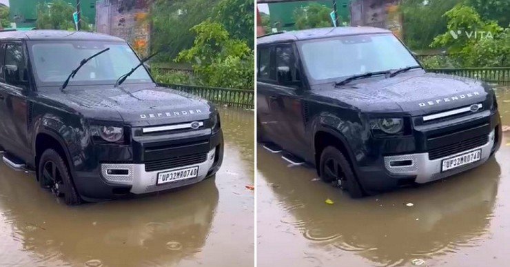 Politician’s Land Rover Defender 4X4 SUV stops in middle of waterlogged roads [Video]