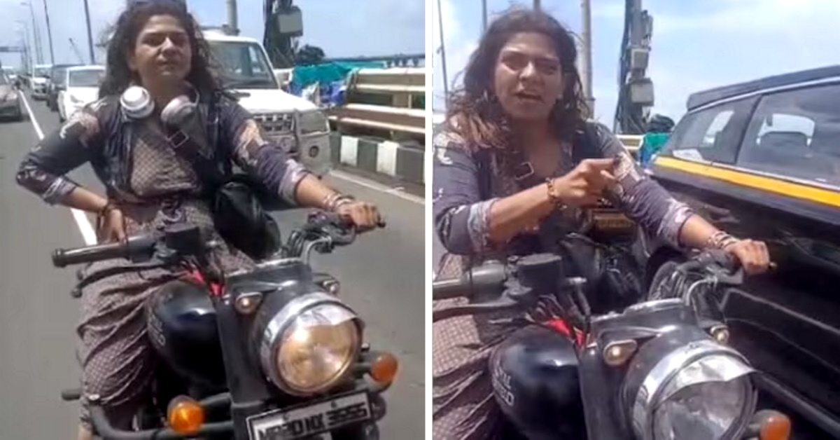 royal enfield bullet woman rider vs cops bandra worli mumbai