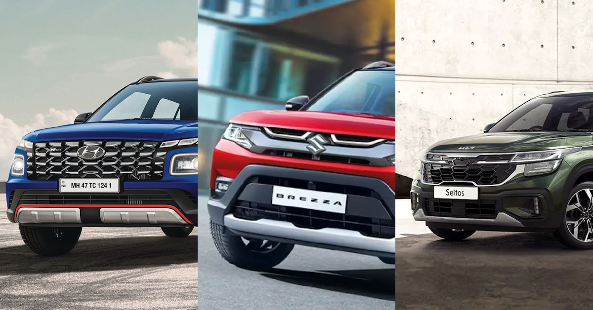 kia seltos vs maruti suzuki brezza vs hyundai venue n line their top variants compared for the tech savvy gadget lover kia seltos vs maruti suzuki brezza vs hyundai venue n line their top variants compared for the tech savvy gadget lover