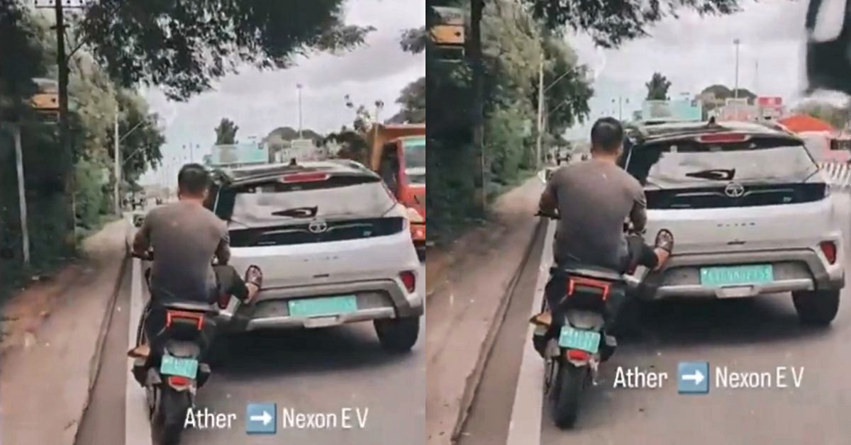 Ather scooter seen pushing nexon EV