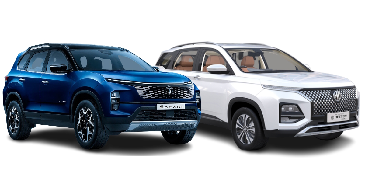 mg hector plus vs tata safari 2023 comparing their variants priced rs 20 23 lakh for family focused car buyers mg hector plus vs tata safari 2023 comparing their variants priced rs 20 23 lakh for family focused car buyers