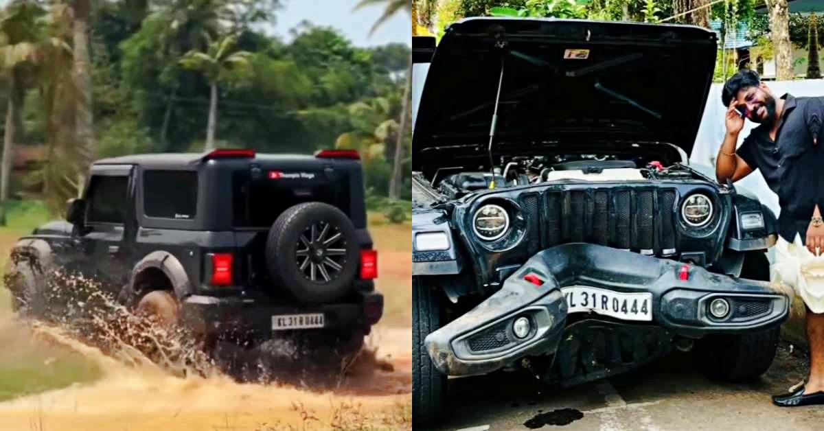 Mahindra Thar crashed while drifting Mahindra Thar crashed while drifting