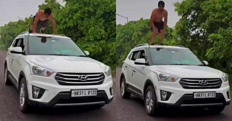 Man Performs exercise on a Hyundai Creta
