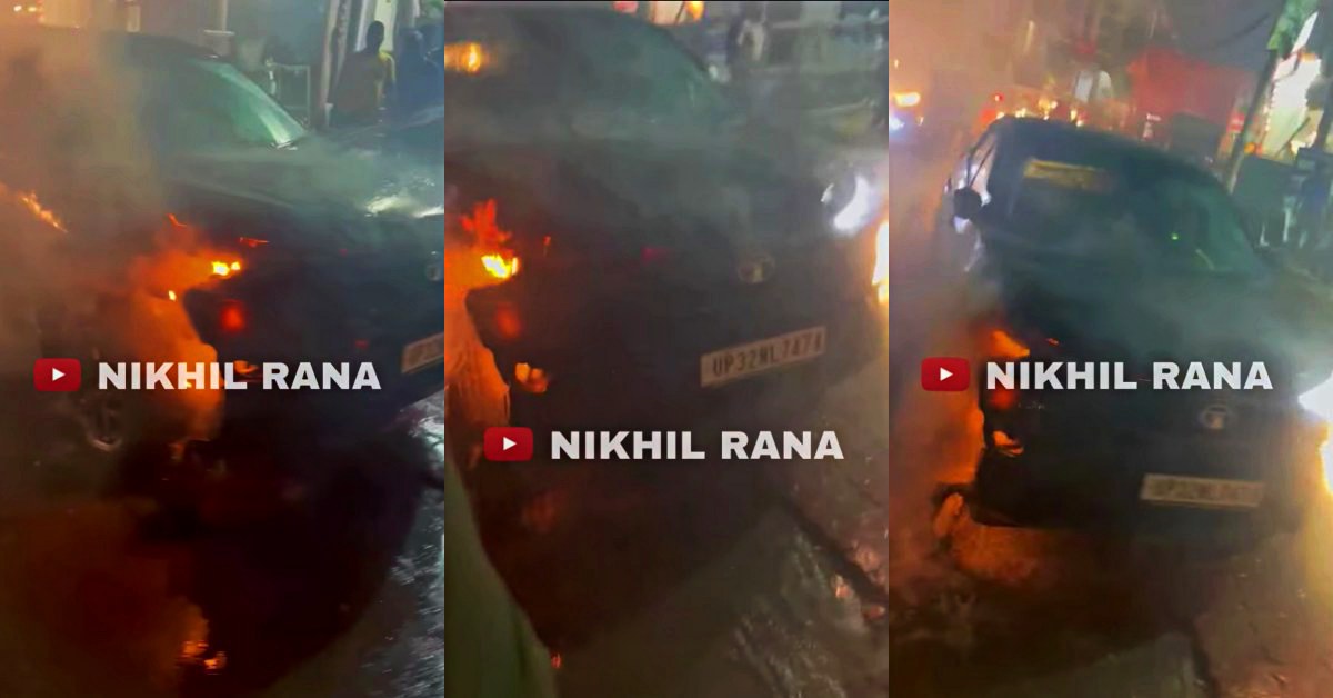 Tata Harrier XZ Plus Dark Edition on fire Tata Harrier XZ Plus Dark Edition on fire