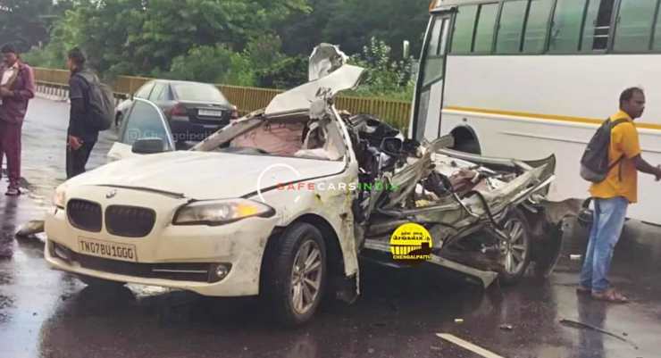 Speeding BMW 5-Series luxury sedan topples a tractor in a massive crash: Passengers survive [Video]