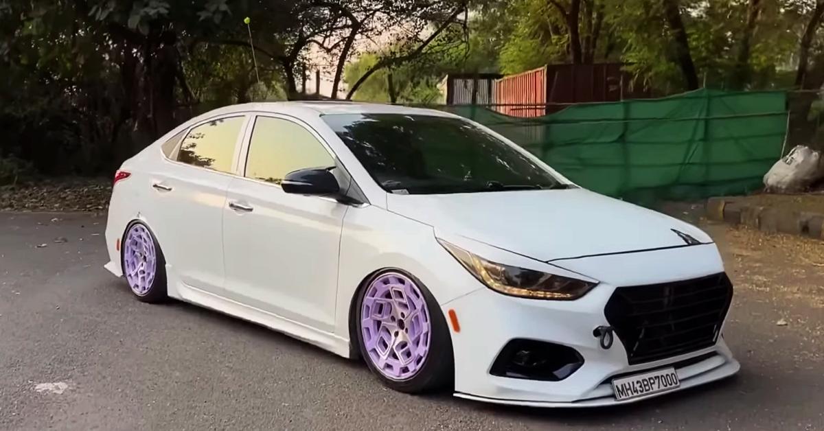 Hyundai Verna modified with air suspension featured