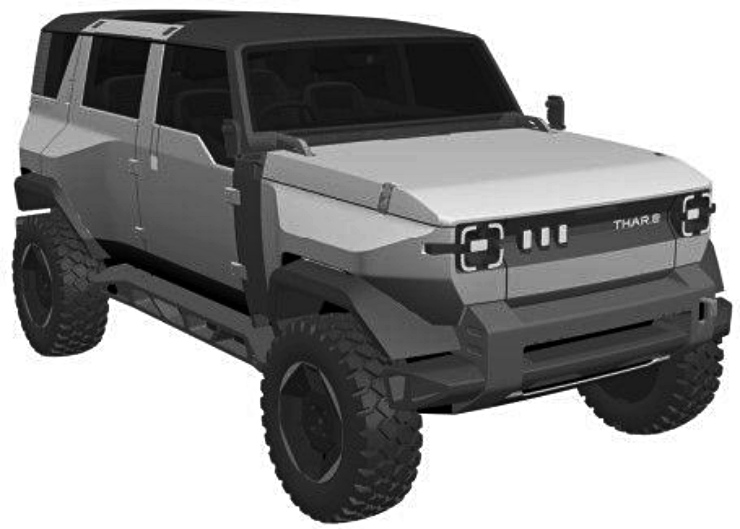 Mahindra Thar.e electric off-road SUV design patent filed