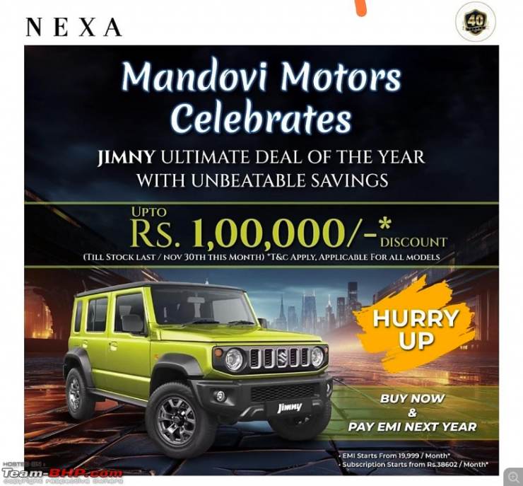 Maruti Jimny 4X4: Top-end Alpha variant also available with a massive discount