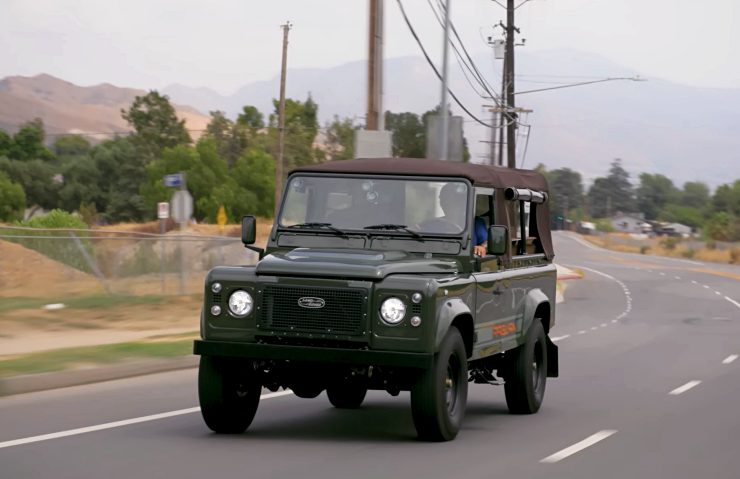 Jay Leno drives Vintage Defender powered by Tesla electric motor [Video]