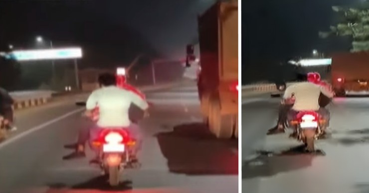 Man makes girlfriend sit on his lap while riding bike: Raipur police fine him Rs. 4,000  [Video]