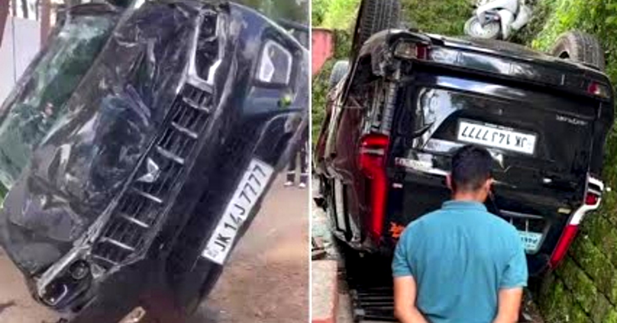 Mahindra Scorpio-N slips 20 feet and falls into a house; Keeps passengers safe [Video]