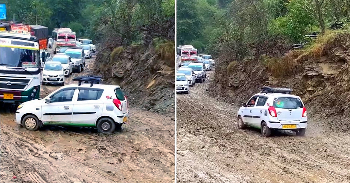 Maruti Alto 800 struggles on slushy road: Expert driver converts it into ‘Rear Wheel Drive’ and climbs! [Video]