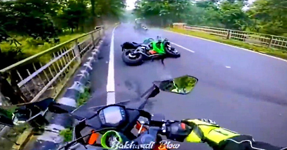 Kawasaki Ninja ZX-10R rider in India fails to take a high-speed corner, crashes: Caught on video