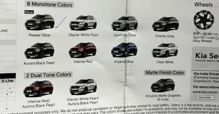 Kia Sonet Facelift: Brochure leak reveals fresh details 
