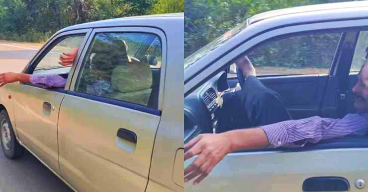 Man Drives Maruti Alto With Legs On Steering Wheel On Highway [Video]