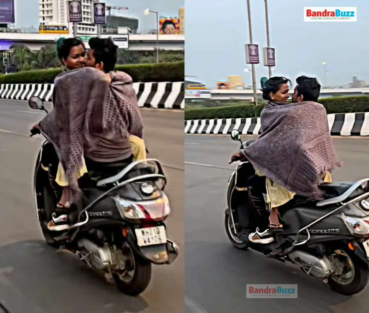 mumbai couple hugging riding