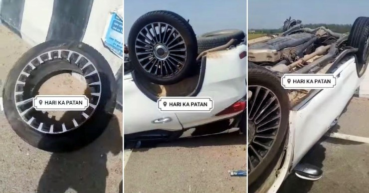 Toyota Fortuner rolls over 6 times after aftermarket alloys break on highway