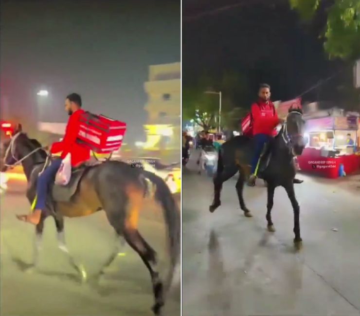 Amid fuel shortage crisis, Zomato delivery agent rides a horse to deliver food in Hyderabad [Video]