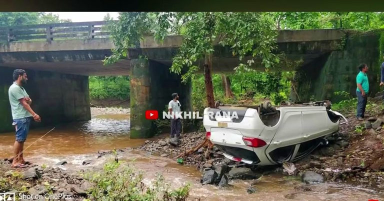 Overloaded Tata Tiago Falls Of Bridge
