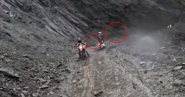 Foreigner Riding Bike In The Himalayas Narrowly Escapes Getting Crushed By Falling Rocks
