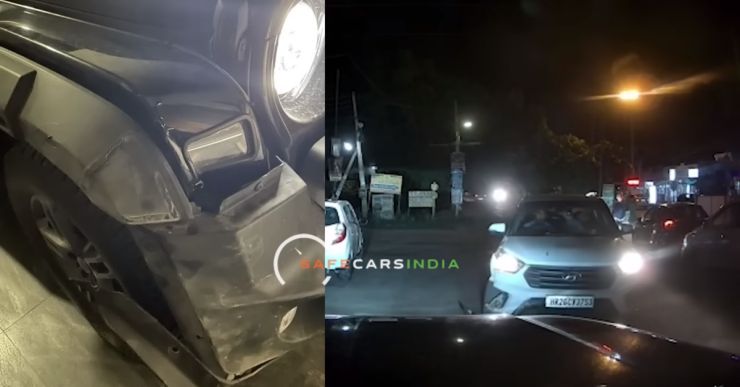 Careless Hyundai Creta driver crashes into Mahindra Thar, and runs away 