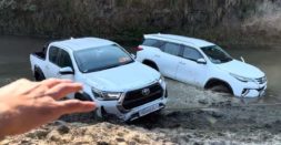 Toyota Fortuner And Hilux Owners Take SUVs For Free Bath, Get Royally Stuck: JCB Rescues [Video]