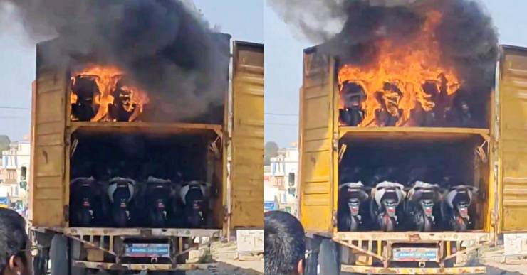 Ather energy scooters catch fire inside truck
