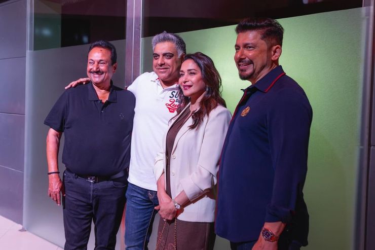 Ram Kapoor, Madhuri Dixit & husband Dr. Nene at Ferrari launch