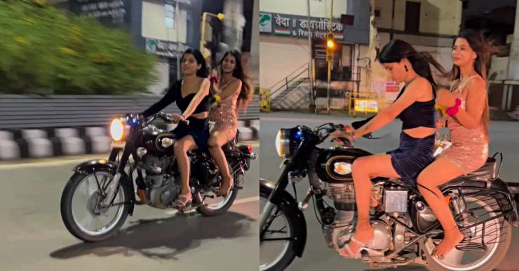 girls on bullet without helmet
