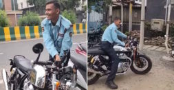 Royal Enfield Continental GT 650 Owner Lets Security Guard Ride Bike: Wins Hearts [Video]