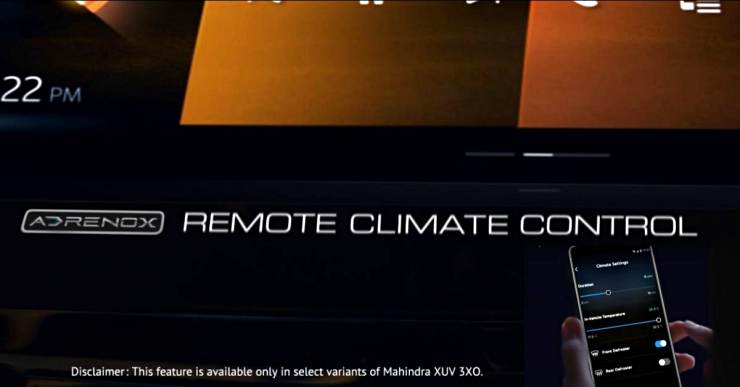 Mahindra XUV 3XO remote climate control system