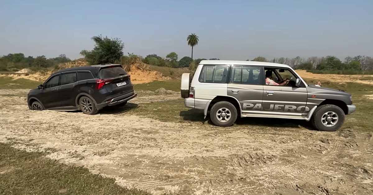 Mahindra XUV700 gets rescued by Pajero SFX