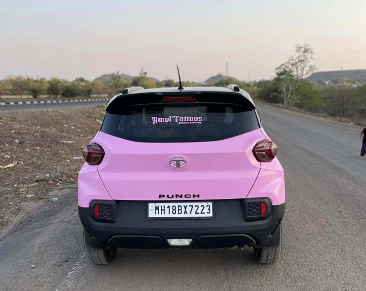 Tata Punch Wrapped in Pink rear