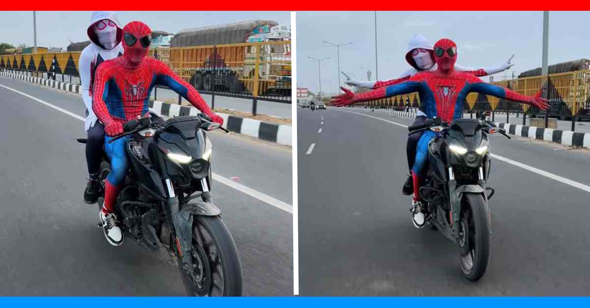 delhi couple spiderman stunt